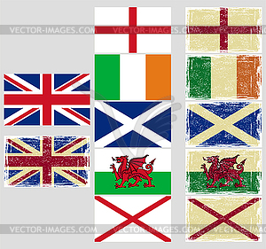 Great Britain flags. Grunge effect can be cleaned - vector clipart