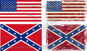 Confederate and American flags - vector image