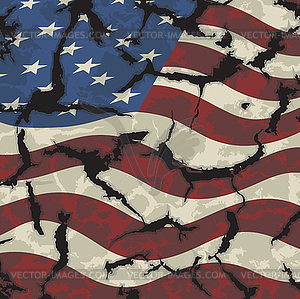 American grunge flag. Grunge effect can be cleaned - vector clipart