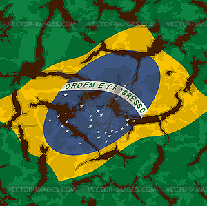 Brazilian grunge flag. Grunge effect can cleaned - vector clip art