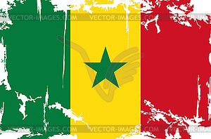 Senegalese grunge flag - vector image