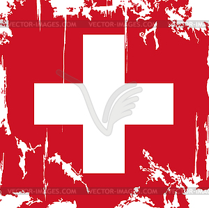 Swiss grunge flag - vector clipart