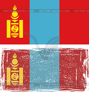 Mongolian grunge flag - vector image