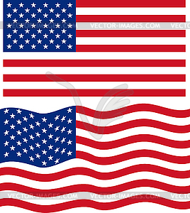 Flat and waving American Flag - vector clipart