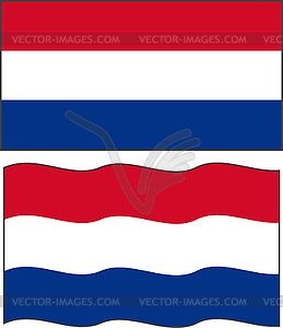 Flat and waving Dutch Flag - vector EPS clipart