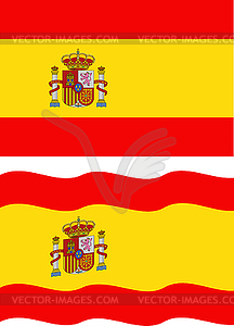 Flat and waving Spanish Flag - stock vector clipart