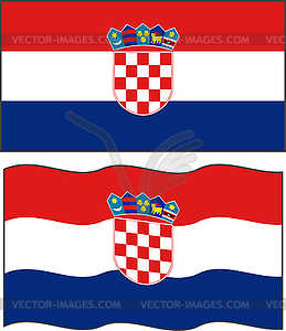 Flat and waving Croatian Flag - vector clipart