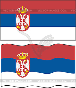 Flat and waving Serbian Flag - vector image