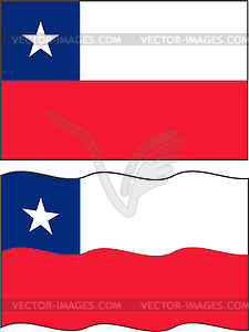 Flat and waving Chilean Flag - vector clip art