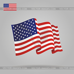 Flat and waving American Flag - vector image