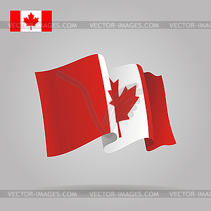 Плоские и размахивая канадский флаг - изображение в векторном формате