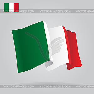 Плоские и размахивая итальянским флагом - векторная иллюстрация