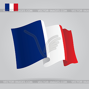 Flat and waving French Flag - vector image