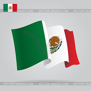 Flat and waving Mexican Flag - stock vector clipart