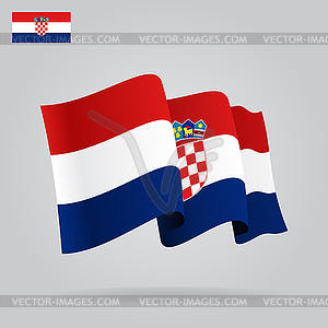 Flat and waving Croatian Flag - vector clip art