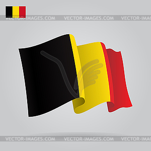 Flat and waving Belgian Flag - vector clip art