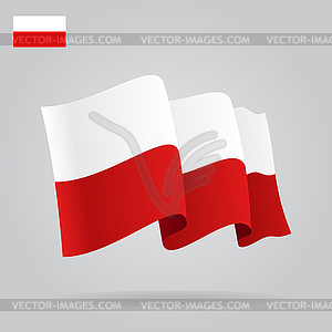 Flat and waving Polish Flag - vector image