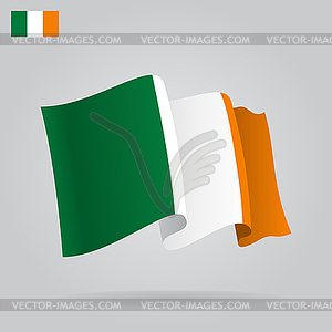 Flat and waving Irish Flag - vector clip art