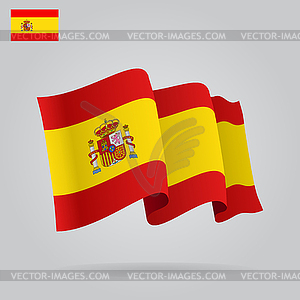 Flat and waving Spanish Flag - vector clipart / vector image