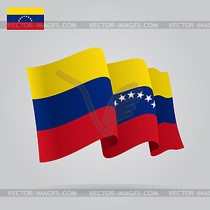 Плоские и размахивая венесуэльского флага - иллюстрация в векторном формате