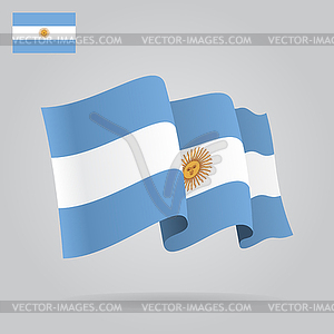 Flat and waving Argentine Flag - color vector clipart
