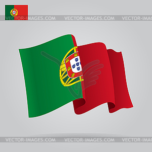 Плоские и размахивая португальским флагом - клипарт
