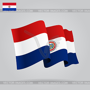 Flat and waving Paraguayan Flag - vector clip art