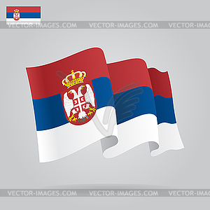 Flat and waving Serbian Flag - royalty-free vector clipart