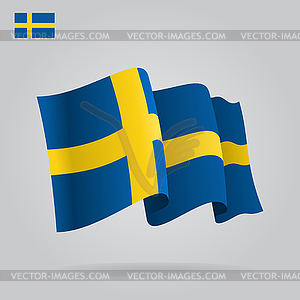 Flat and waving Swedish Flag - vector clip art