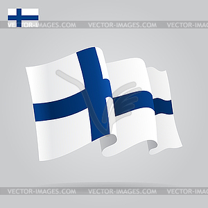 Flat and waving Finnish Flag - vector image