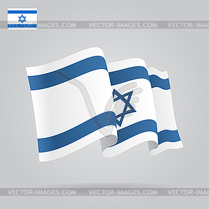 Flat and waving Israeli Flag - vector EPS clipart