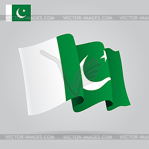 Flat and waving Pakistani Flag - vector clipart