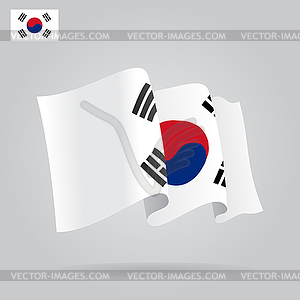 Flat and waving South Korea Flag - vector image