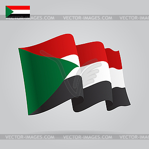 Flat and waving Sudan Flag - vector image