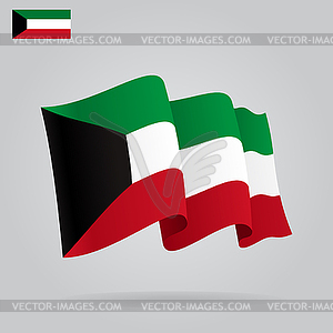 Flat and waving Kuwait Flag - vector clipart