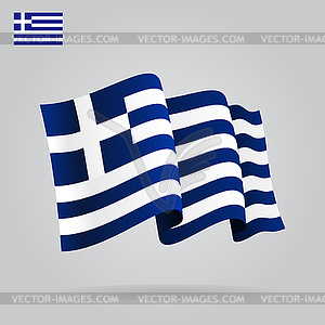 Flat and waving Greek Flag - stock vector clipart