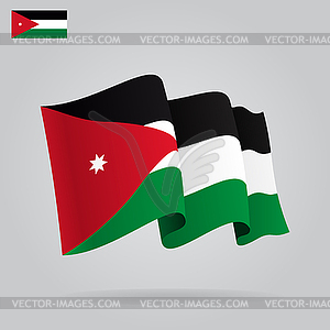 Flat and waving Jordan Flag - vector clipart