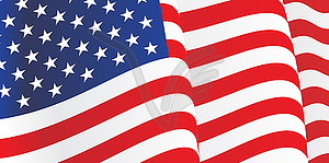 Background with waving American Flag - vector clipart