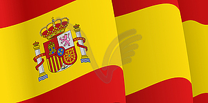 Background with waving Spanish Flag - vector clip art