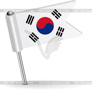 South Korea pin icon flag - vector image