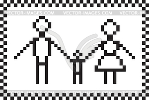 Pixel family set - vector EPS clipart