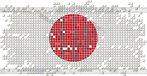 Японский флаг гранж плитка - клипарт в формате EPS