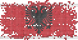 Плитка флаг Албании гранж - векторная графика