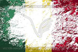 Malian flag. Grunge background - vector clip art