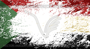 Sudanese flag. Grunge background - vector image