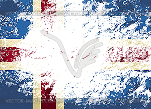 Исландский флаг. Гранж фон - векторный графический клипарт