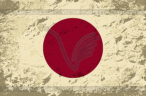 Japanese flag. Grunge background - vector clip art