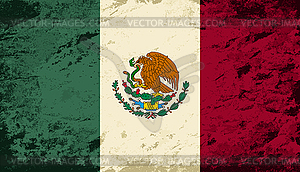 Mexican flag. Grunge background - vector image