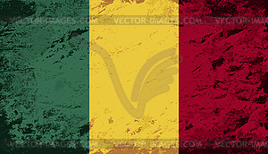 Malian flag. Grunge background - vector clipart