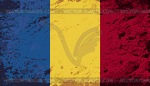 Румынский флаг. Гранж фон - векторный клипарт